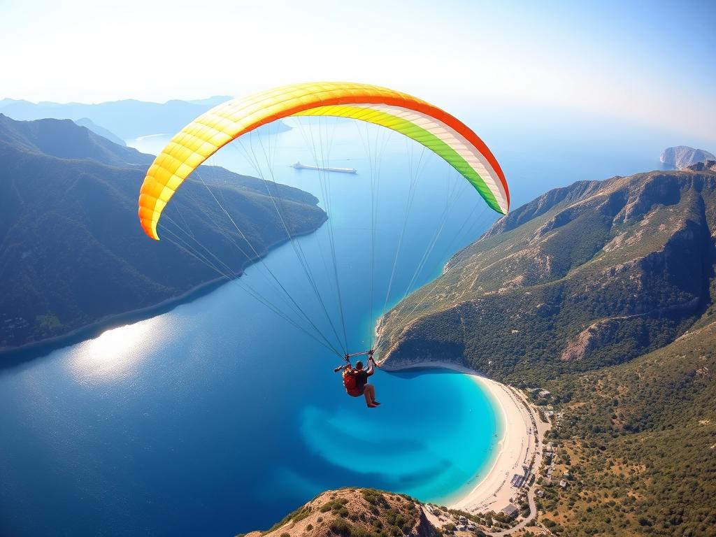 Babadağ'dan Ölüdeniz'e yamaç paraşütü yapan kişiler