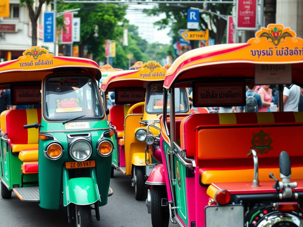 Bangkok'ta renkli tuktuklar Bangkok'ta renkli tuktuklar