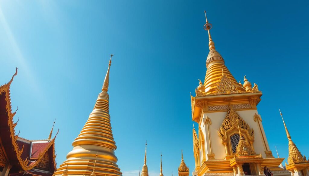 Chiang Mai'deki Doi Suthep Tapınağı'nın altın stupası Chiang Mai'deki Doi Suthep Tapınağı'nın altın stupası