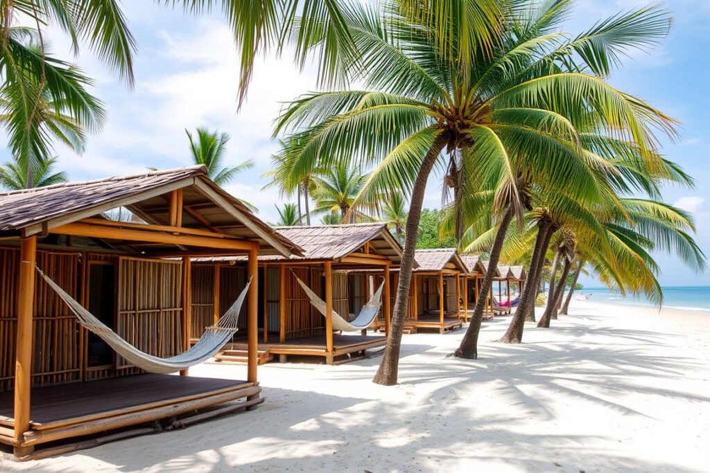 Tayland'da bambu bungalovlar ve hamaklar Tayland'da bambu bungalovlar ve hamaklar